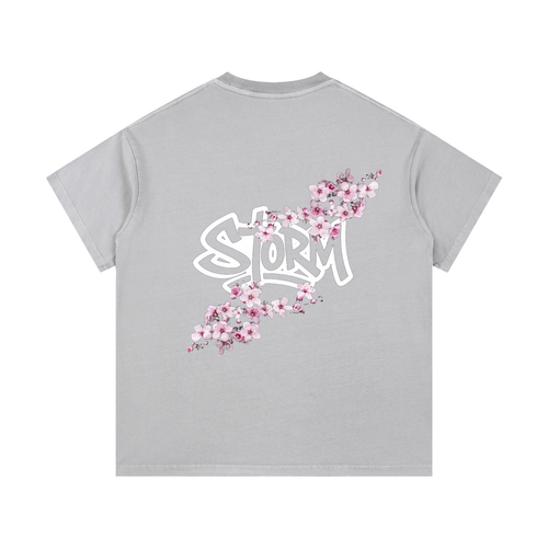 Washed Cotton T-Shirt flower design